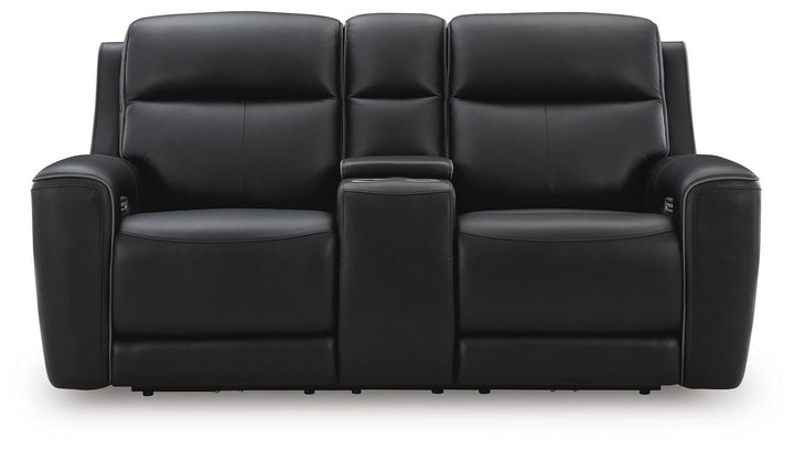 5Z-Comfort Power Reclining Loveseat with Console and Adjustable Headrest - Black (4)