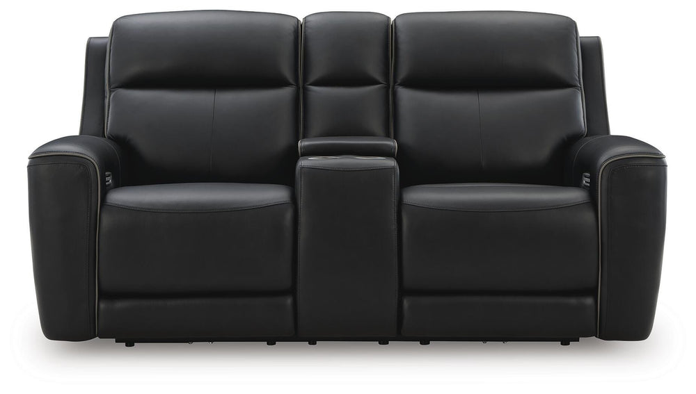 5Z-Comfort Power Reclining Loveseat with Console and Adjustable Headrest - Black (4)