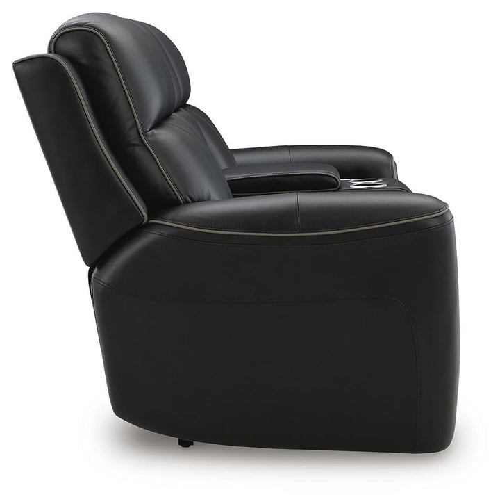 5Z-Comfort Power Reclining Loveseat with Console and Adjustable Headrest - Black (5)