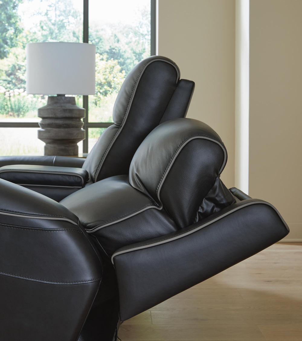5Z-Comfort Power Reclining Loveseat with Console and Adjustable Headrest - Black (9)