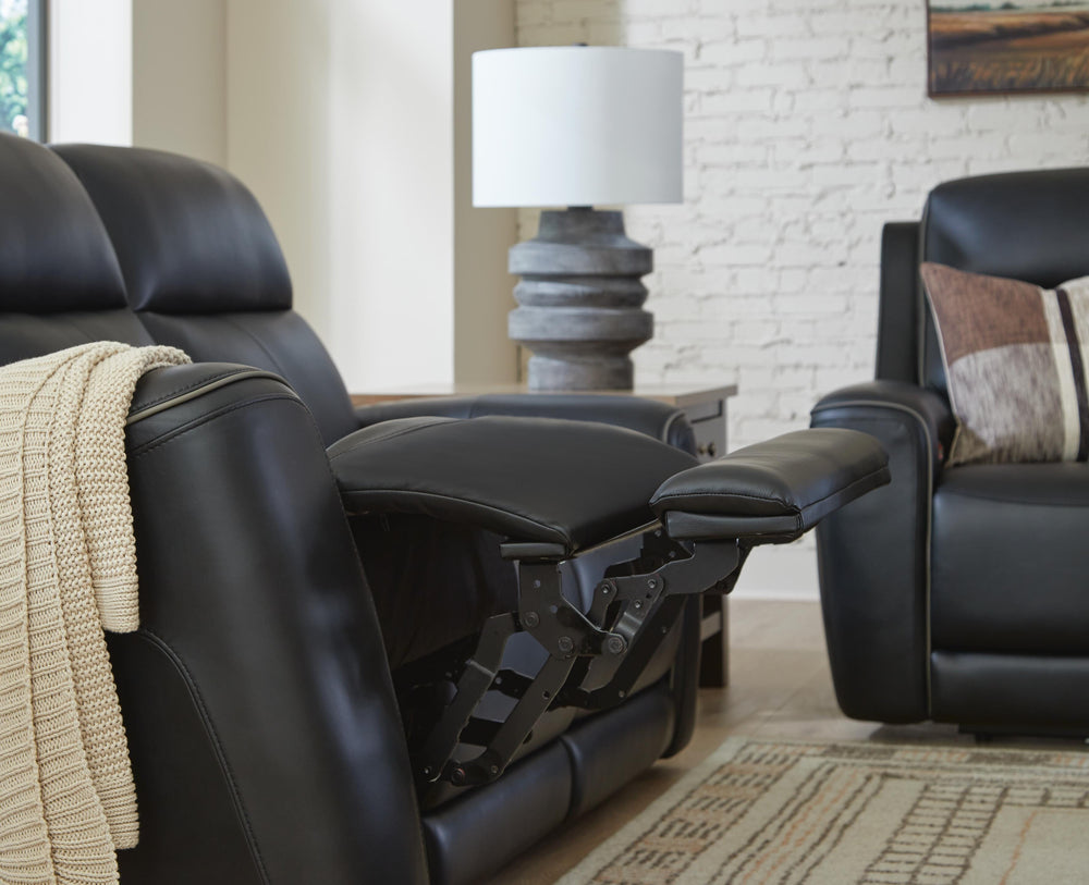5Z-Comfort Power Reclining Loveseat with Console and Adjustable Headrest - Black (11)