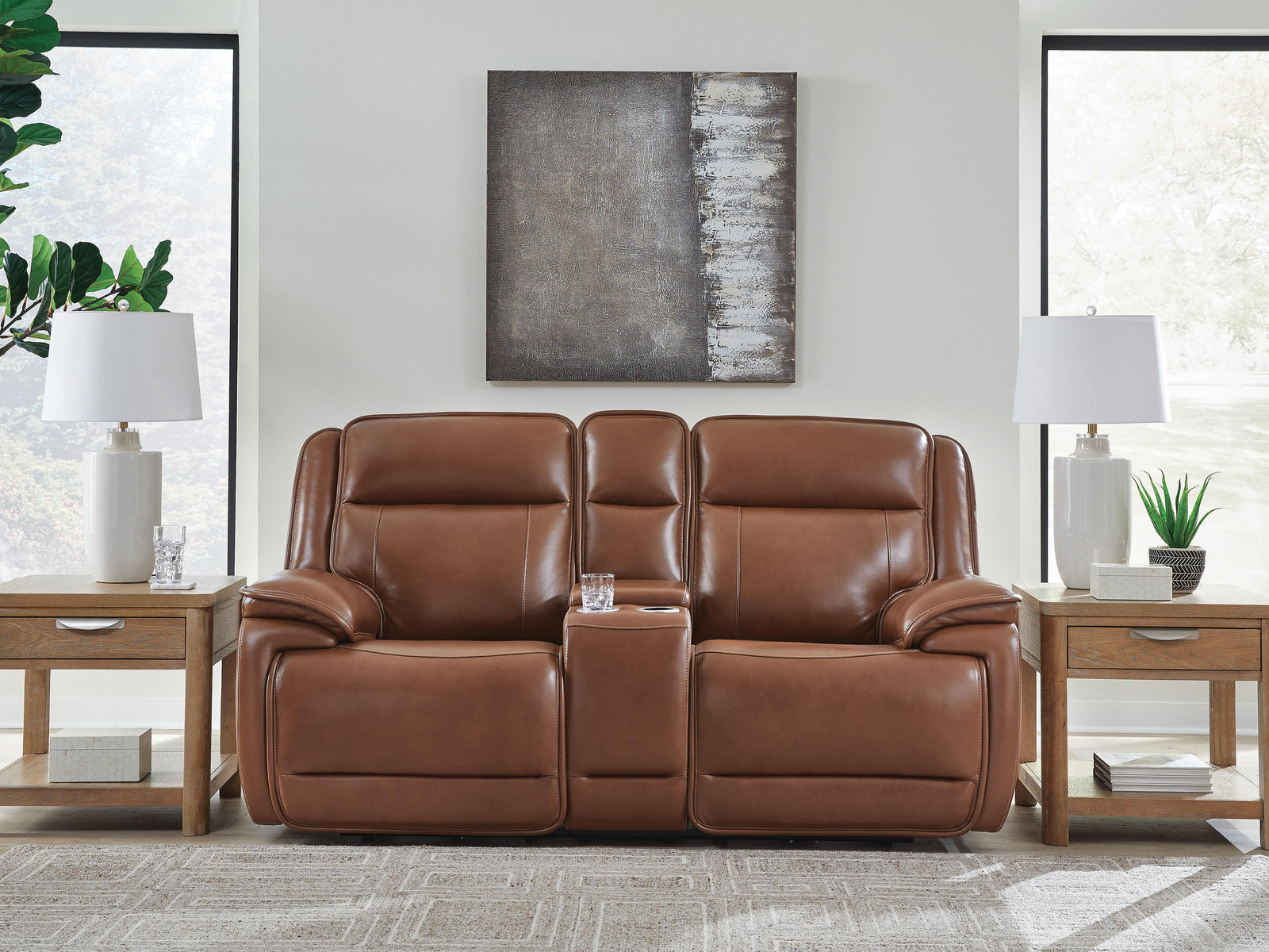 Healy Pier Power Reclining Loveseat with Console - Dark Brown (2)