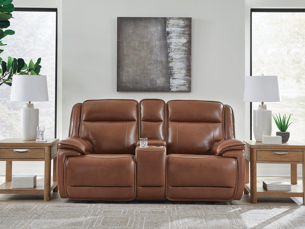 Healy Pier Power Reclining Loveseat with Console - Dark Brown (2)