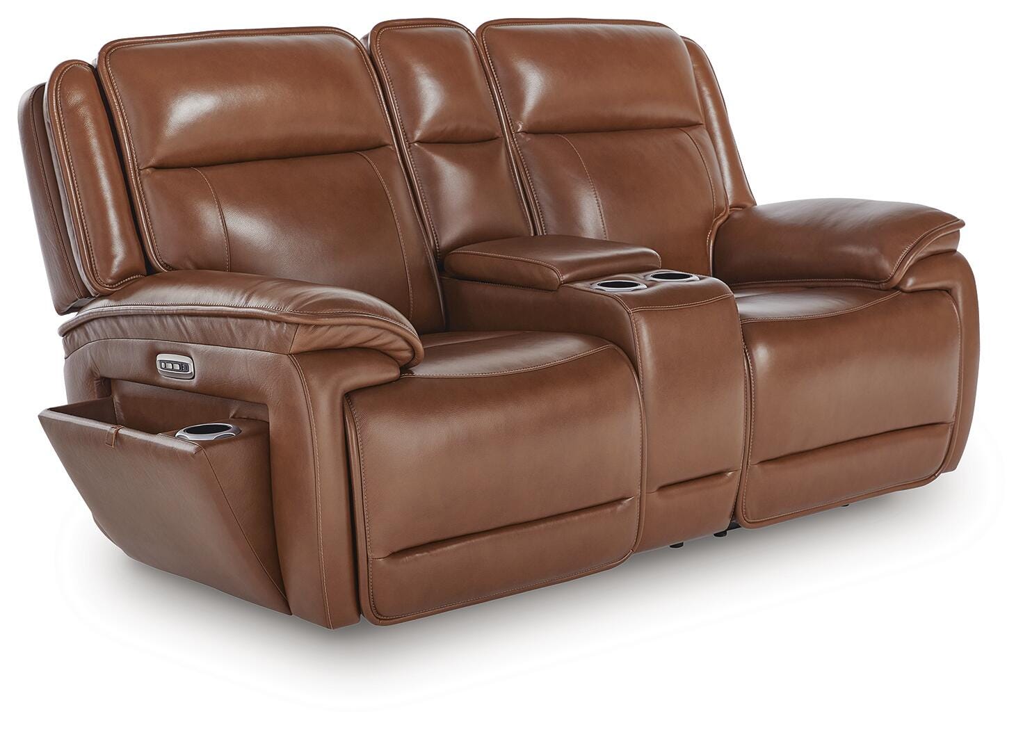 Healy Pier Power Reclining Loveseat with Console - Dark Brown (1)