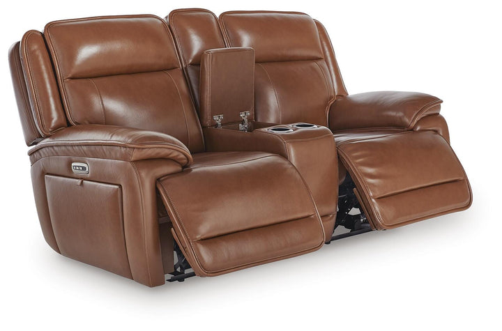 Healy Pier Power Reclining Loveseat with Console - Dark Brown (3)