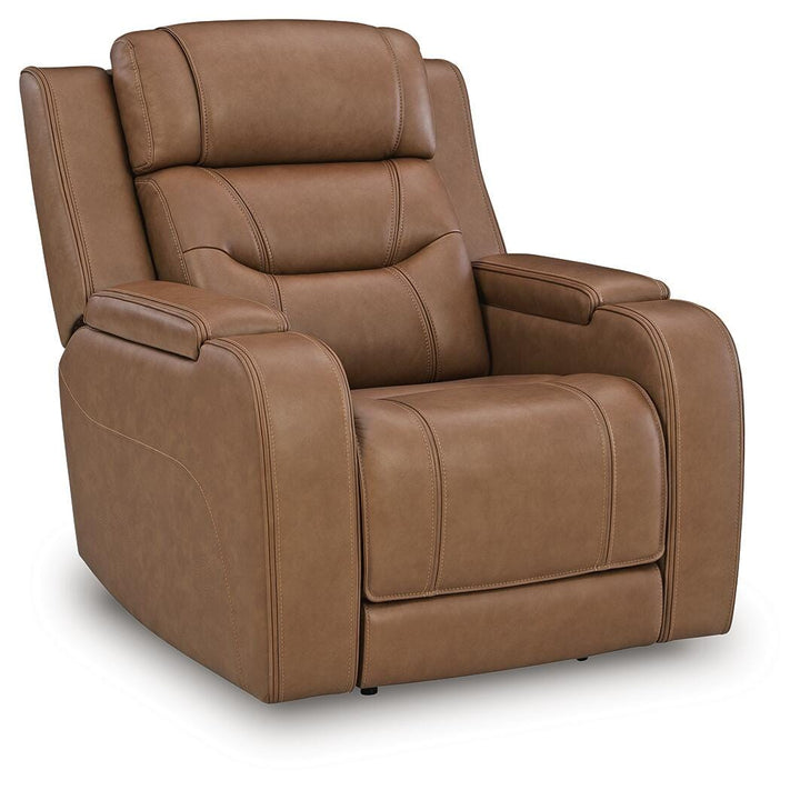 Knightington Power Recliner with Audio Seating - Light Brown (1)