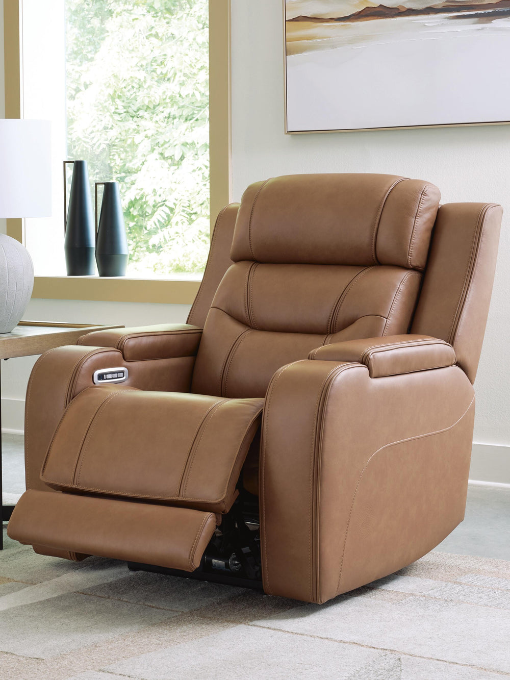 Knightington Power Recliner with Audio Seating - Light Brown (6)