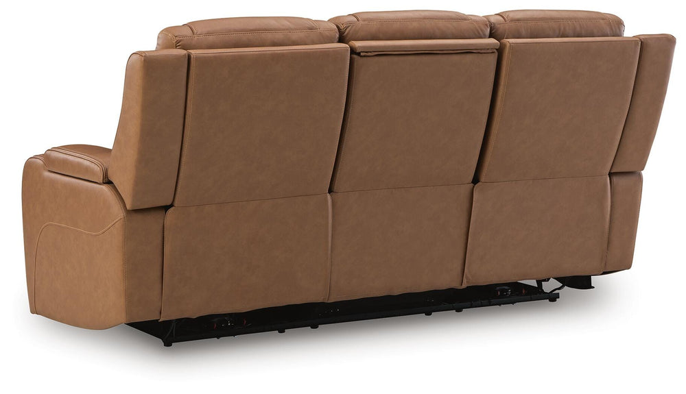 Knightington Power Reclining Sofa with Audio Seating - Light Brown (5)