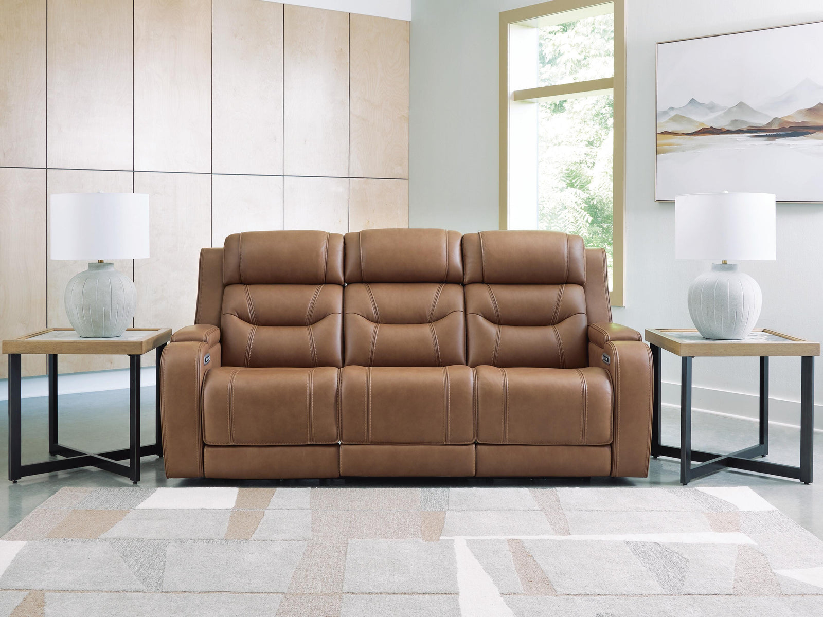 Knightington Power Reclining Sofa with Audio Seating - Light Brown (2)