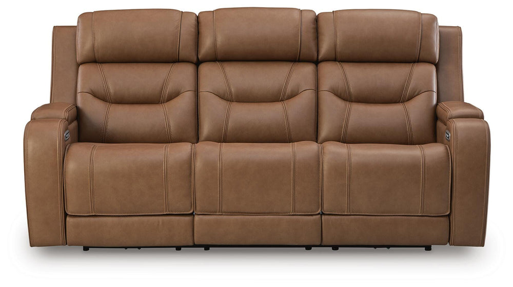 Knightington Power Reclining Sofa with Audio Seating - Light Brown (1)