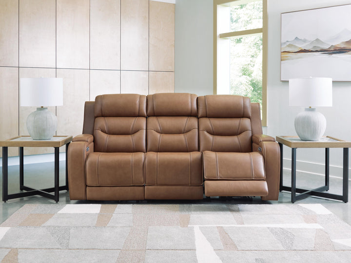 Knightington Power Reclining Sofa with Audio Seating - Light Brown (7)
