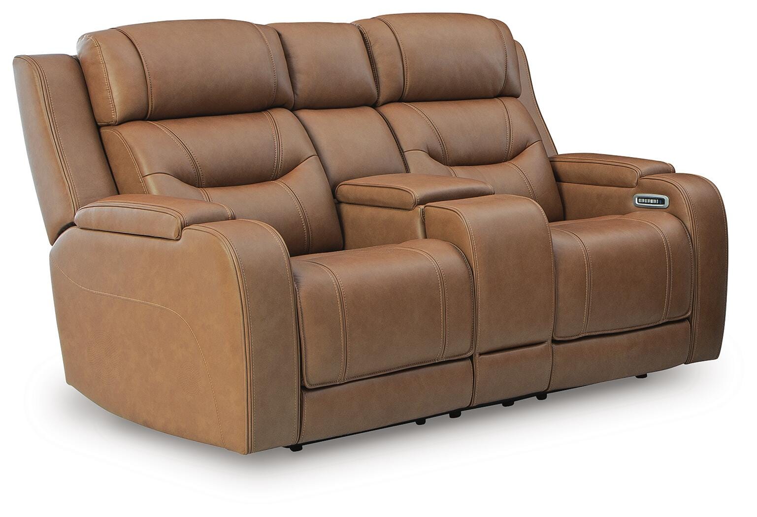Knightington Power Reclining Loveseat with Audio Seating - Light Brown (1)