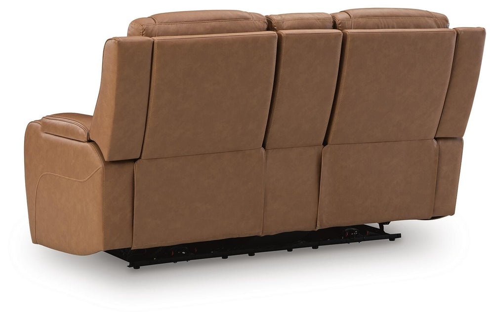 Knightington Power Reclining Loveseat with Audio Seating - Light Brown (5)