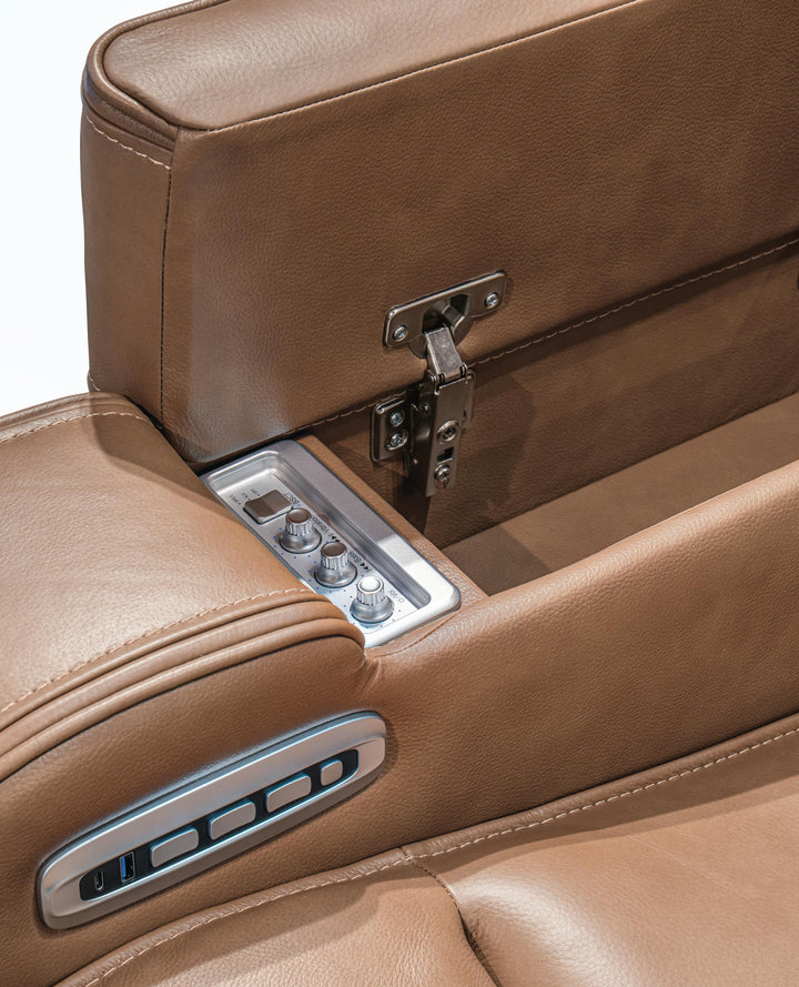 Knightington Power Recliner with Audio Seating - Light Brown (8)