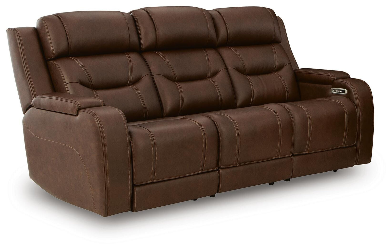 Knightington Power Reclining Sofa with Audio Seating - Dark Brown (1)