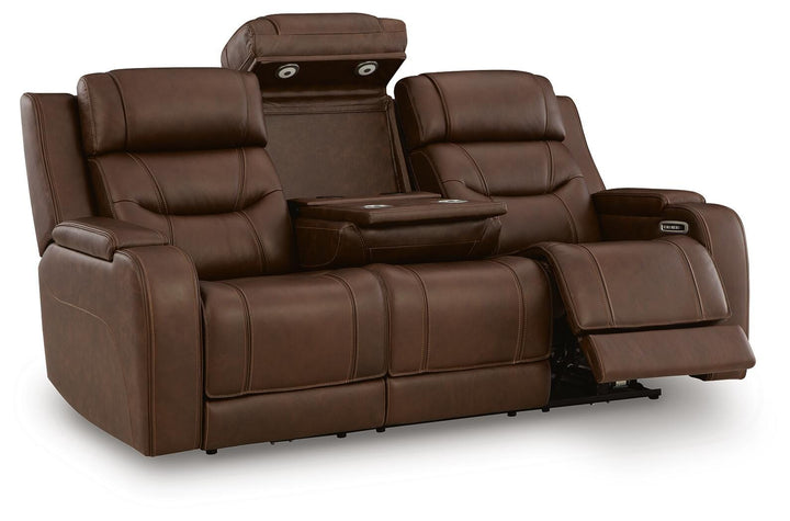 Knightington Power Reclining Sofa with Audio Seating - Dark Brown (3)