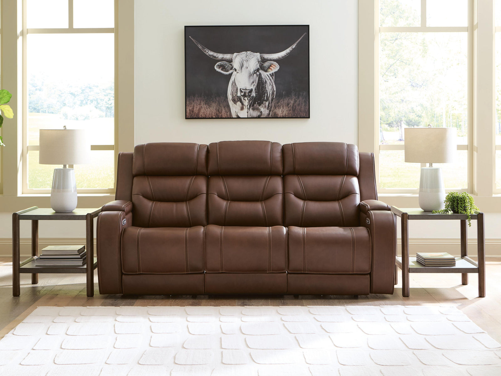 Knightington Power Reclining Sofa with Audio Seating - Dark Brown (2)