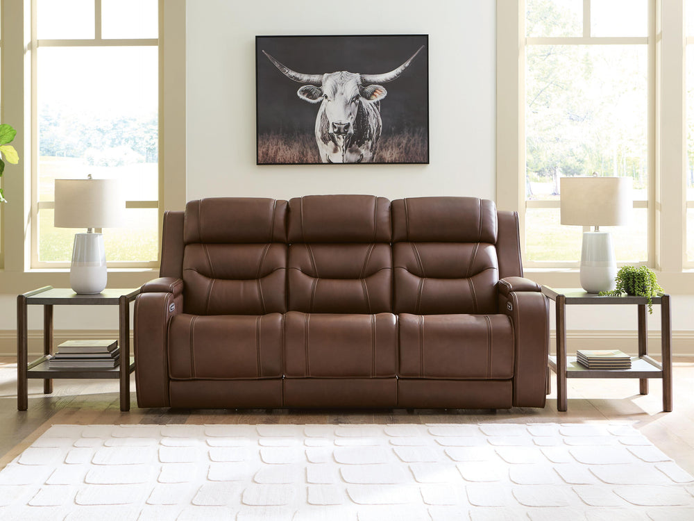 Knightington Power Reclining Sofa with Audio Seating - Dark Brown (2)