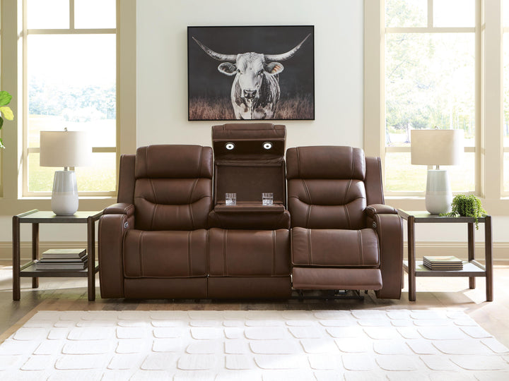 Knightington Power Reclining Sofa with Audio Seating - Dark Brown (7)