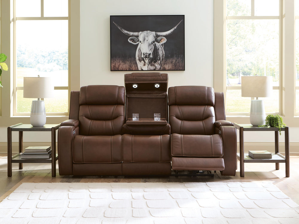 Knightington Power Reclining Sofa with Audio Seating - Dark Brown (7)