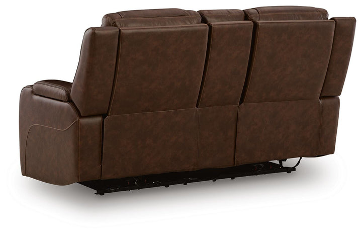 Knightington Power Reclining Loveseat with Audio Seating - Brown (6)