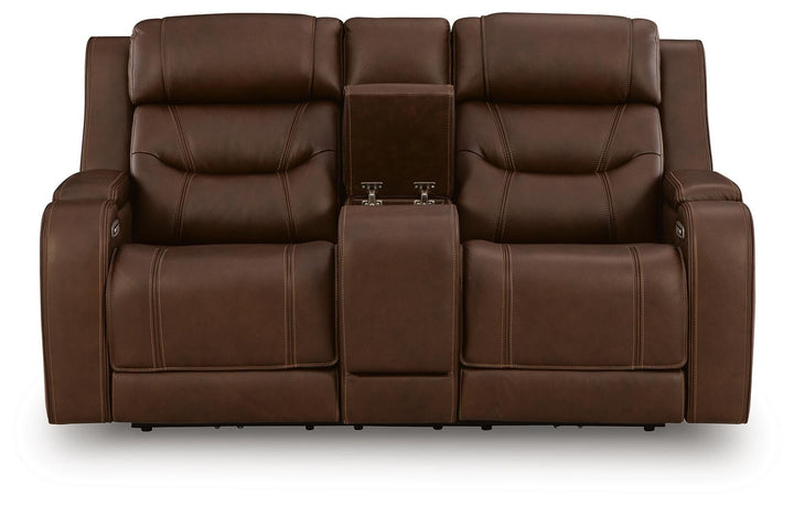 Knightington Power Reclining Loveseat with Audio Seating - Brown (5)