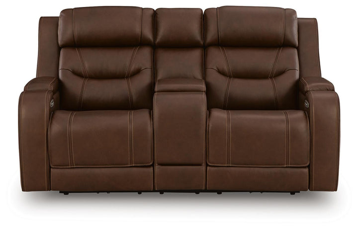 Knightington Power Reclining Loveseat with Audio Seating - Brown (4)