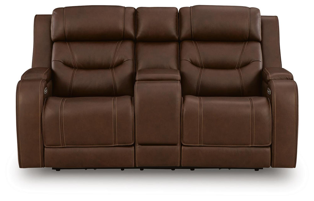 Knightington Power Reclining Loveseat with Audio Seating - Brown (4)