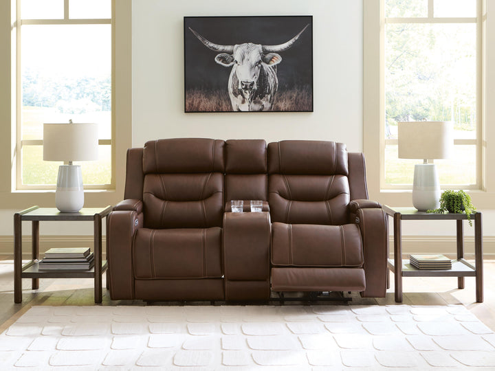 Knightington Power Reclining Loveseat with Audio Seating - Brown (7)