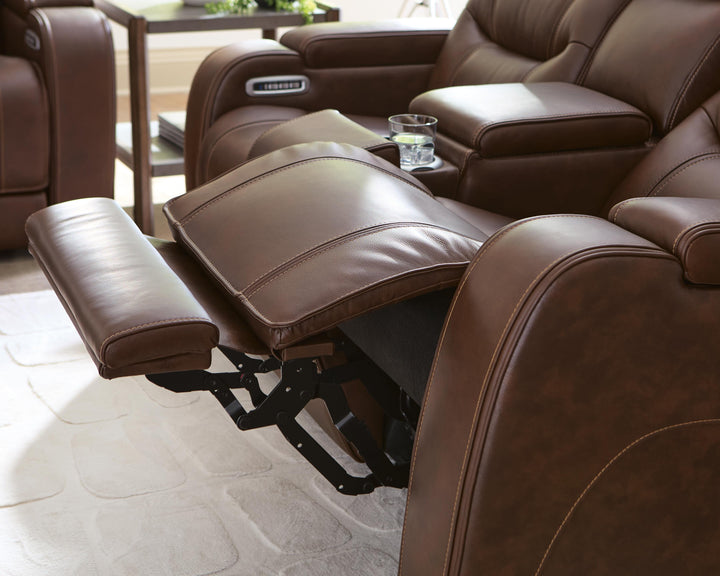Knightington Power Reclining Loveseat with Audio Seating - Brown (14)