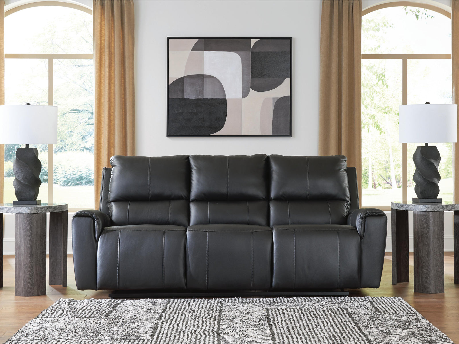 Glossmore Reclining Sofa - Black (2)