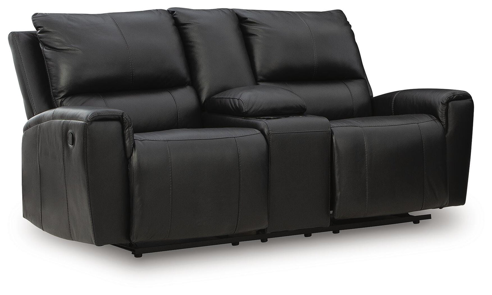 Glossmore Reclining Loveseat with Console - Black (1)