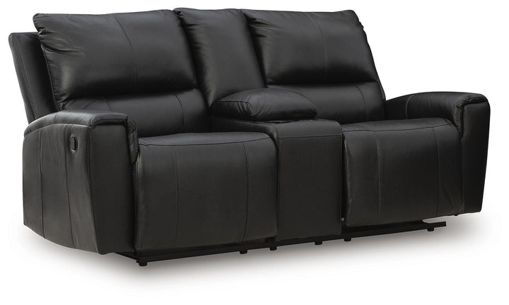 Glossmore Reclining Loveseat with Console - Black (1)
