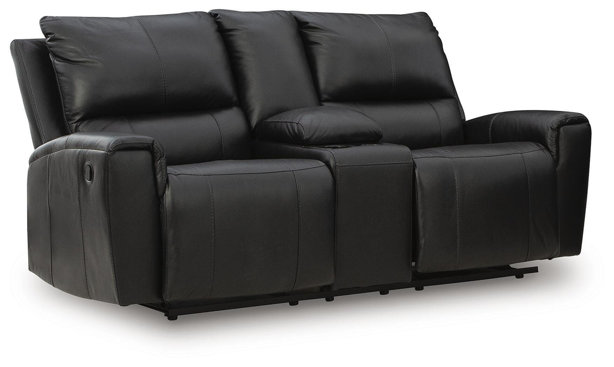 Glossmore Reclining Loveseat with Console - Black (1)