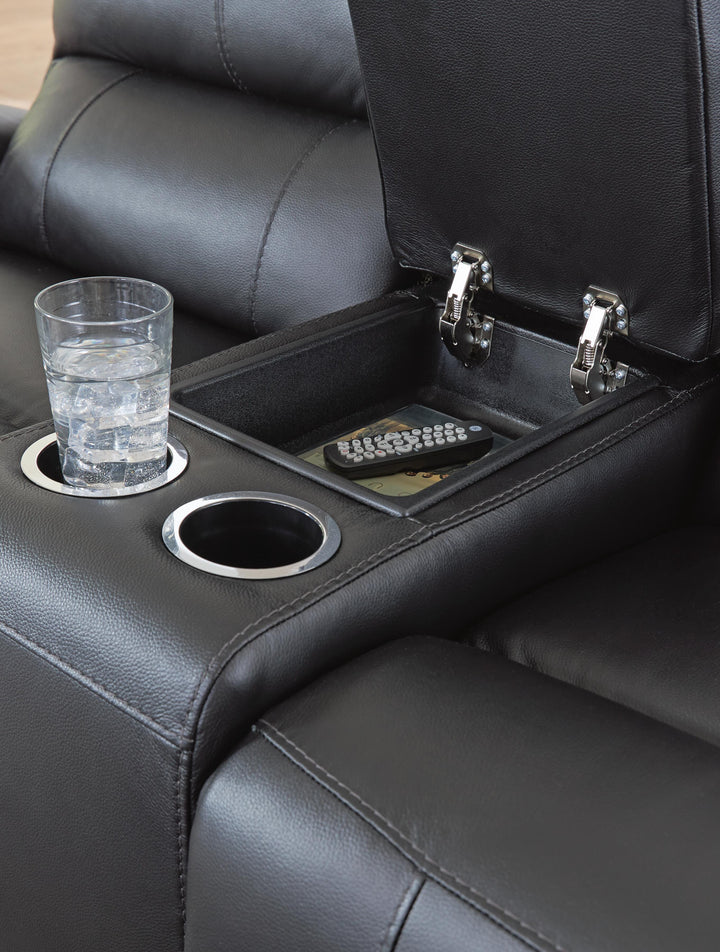 Glossmore Reclining Loveseat with Console - Black (7)