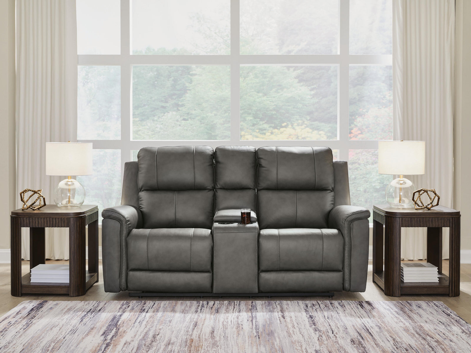 Bleckley Power Reclining Loveseat with Console - Dark Gray (2)