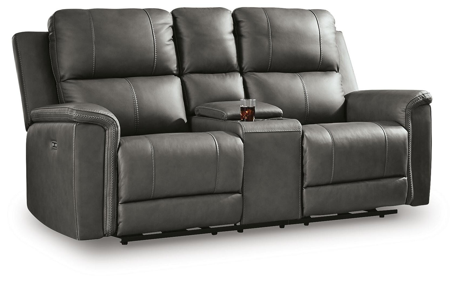 Bleckley Power Reclining Loveseat with Console - Dark Gray (1)