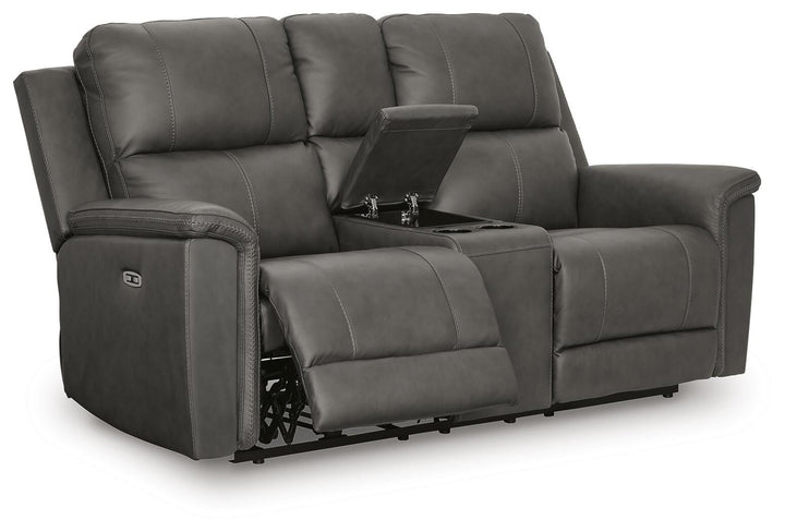 Bleckley Power Reclining Loveseat with Console - Dark Gray (3)