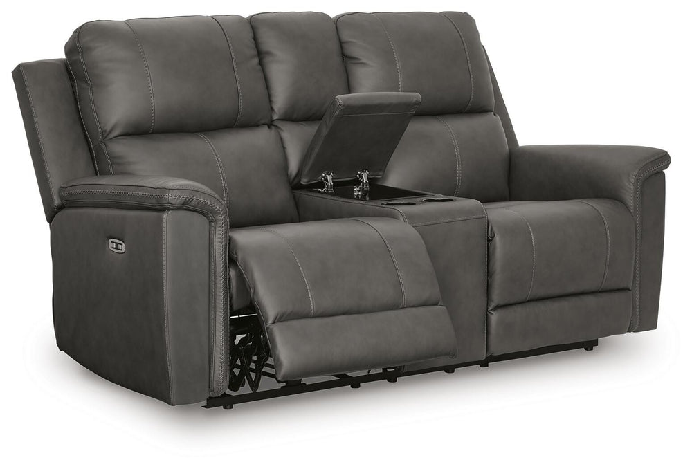 Bleckley Power Reclining Loveseat with Console - Dark Gray (3)