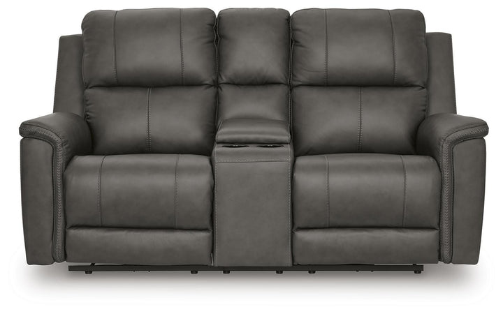Bleckley Power Reclining Loveseat with Console - Dark Gray (4)
