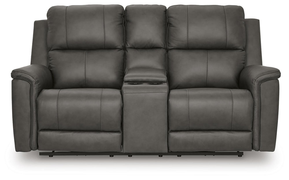 Bleckley Power Reclining Loveseat with Console - Dark Gray (4)