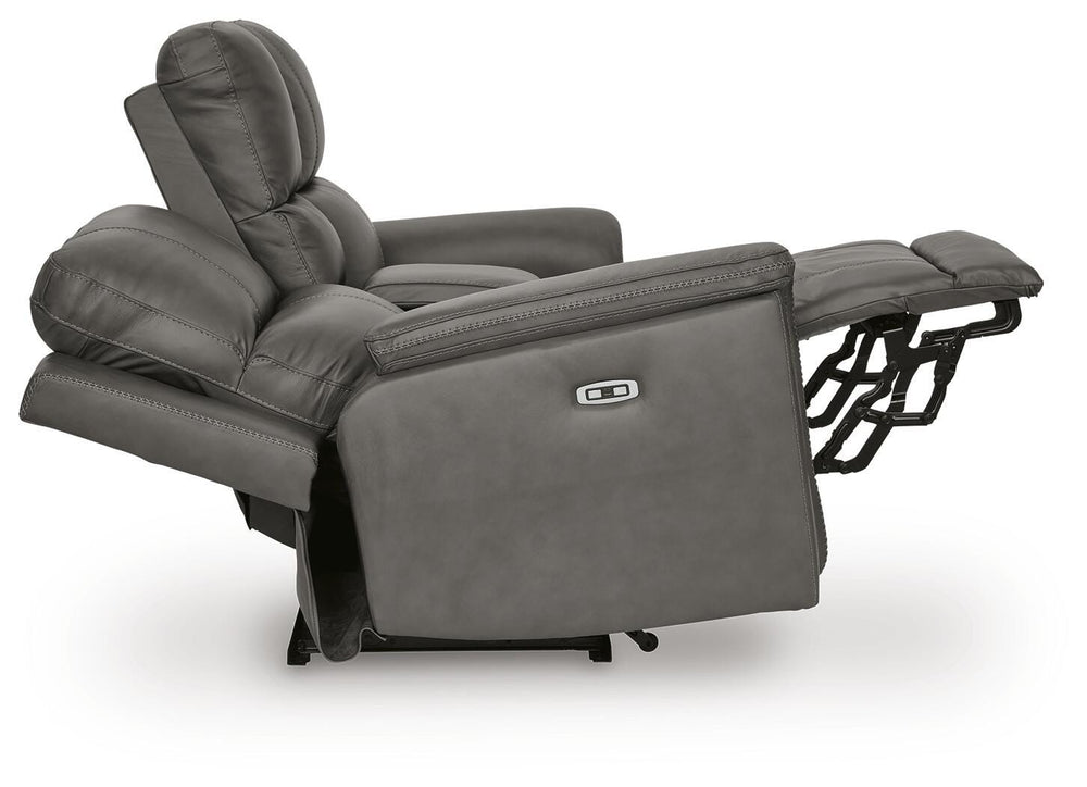 Bleckley Power Reclining Loveseat with Console - Dark Gray (5)