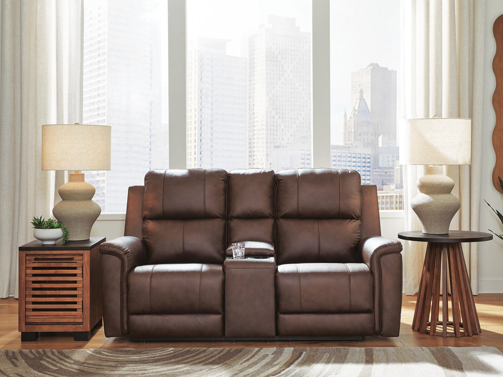 Bleckley Power Reclining Loveseat with Console - Dark Brown (2)