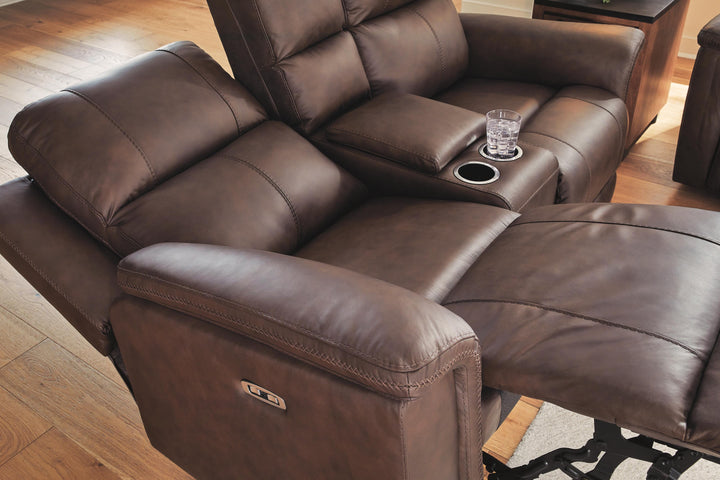 Bleckley Power Reclining Loveseat with Console - Dark Brown (8)