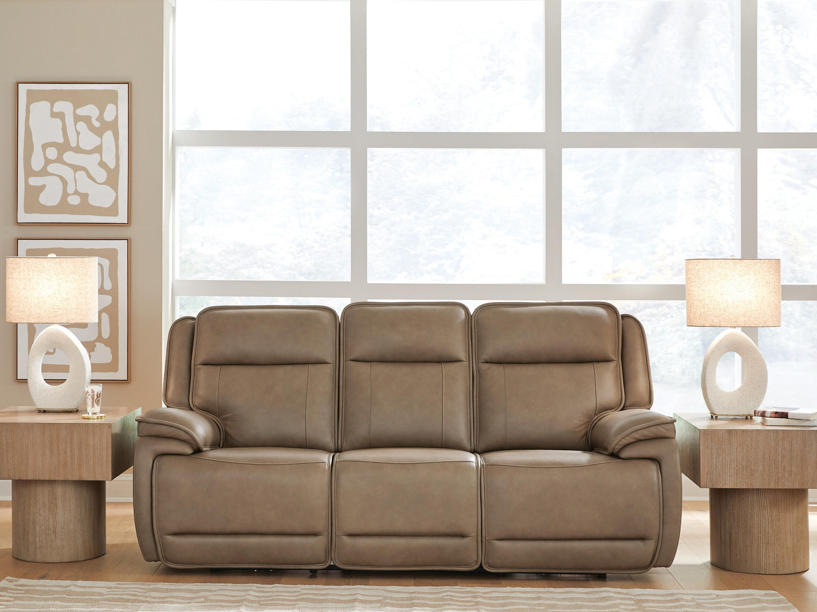 Glencroft Power Reclining Sofa - Light Brown (2)