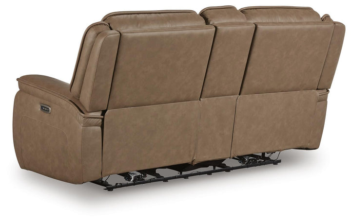 Glencroft Power Reclining Loveseat with Console - Light Brown (5)
