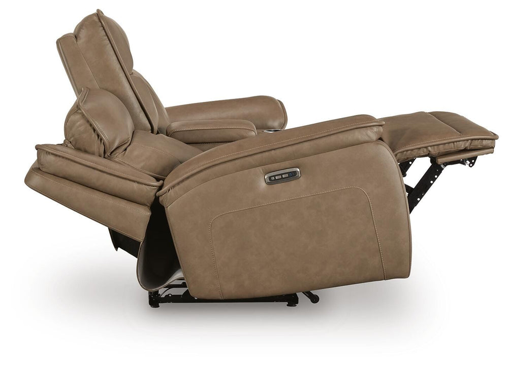 Glencroft Power Reclining Loveseat with Console - Light Brown (4)