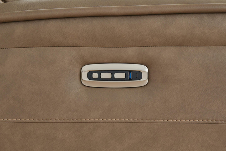 Glencroft Power Reclining Loveseat with Console - Light Brown (10)