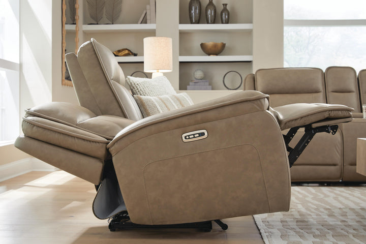 Glencroft Power Reclining Loveseat with Console - Light Brown (9)