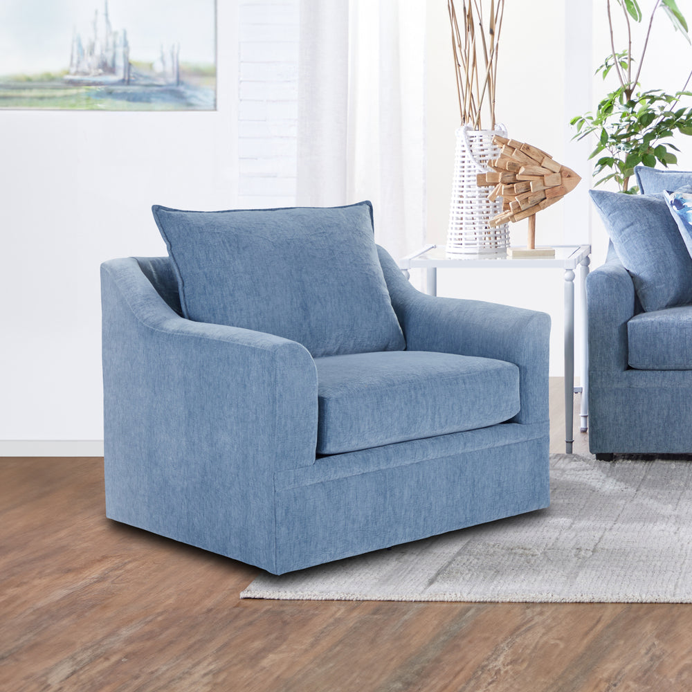 Sylvie Swivel Chair-Blue Slate
